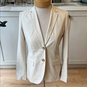 J Crew 97% cotton spandex blend Women's Cream 2 button Blazer